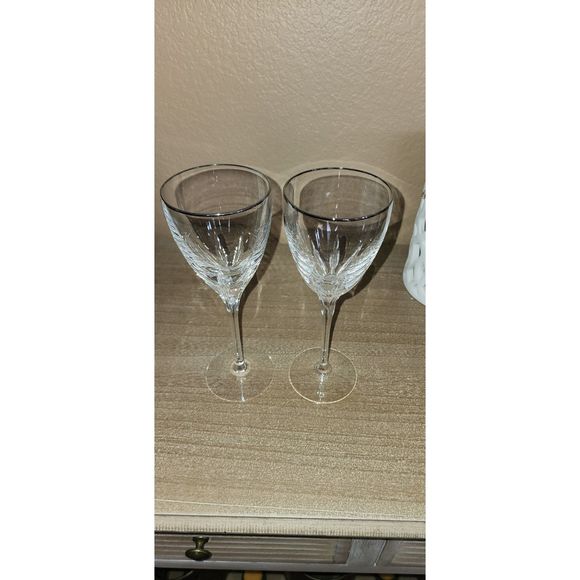 Lenox Crystal Firelight Platinum Water Goblets Set of 2 - Picture 13 of 13